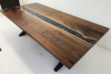 JC Steel Walnut Conference River Table - Embedded Tools