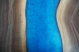 Live Edge Conference Room Table With Blue Epoxy Resin R