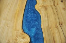 Elm Kitchen Table With Blue Epoxy Resin River 7