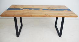Elm Kitchen Table With Blue Epoxy Resin River 1