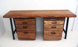 Live Edge Elm Desks With Matching Rolling Cabinets 5