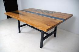 Custom Epoxy River Conference Table With CNC Carved Res