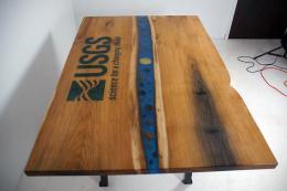 Custom Epoxy River Conference Table With CNC Carved Res