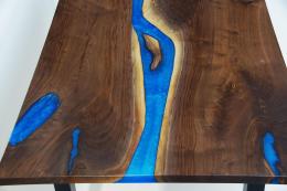 Walnut Dining Room Table With Blue Epoxy Resin River 1