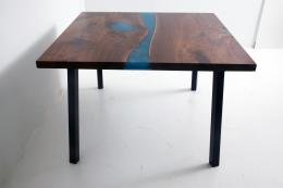Walnut River Kitchen Table With Teal & White River 4