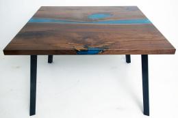 Walnut River Kitchen Table With Teal & White River 2
