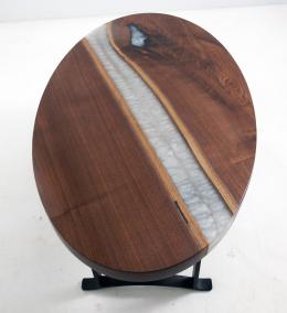 White Pearl Epoxy River Coffee Table With Black Walnut