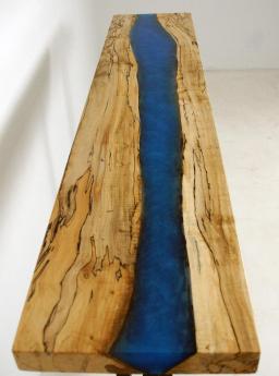 Spalted Sofa Table With Turquoise River 8