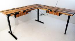 L Shaped Ergonomic Beech River Desk 1