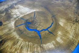 Round Epoxy River Dining Table With Blue Resin River 8