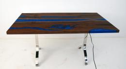Blue River Walnut Dining Room Table With LED Lights 1