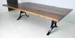 Custom Live Edge Black Epoxy River Dining Table With Cr