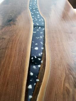 Custom Live Edge Black Epoxy River Dining Table With Cr