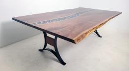 Custom Live Edge Black Epoxy River Dining Table With Cr