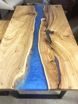 Epoxy Resin River Kitchen Table And Bench4