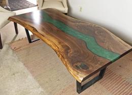 Live Edge Coffee Table With Green Epoxy River2
