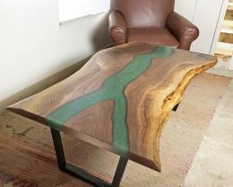Live Edge Coffee Table With Green Epoxy River4