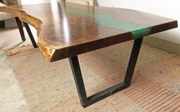 Live Edge Coffee Table With Green Epoxy River1