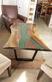 Live Edge Coffee Table With Green Epoxy River3
