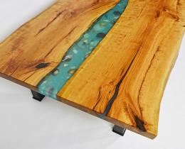 Live Edge Epoxy River Coffee Table With Seashells3