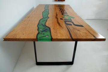 Epoxy River Conference Table With CNC Carved & Epoxy Re