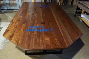 Walnut Plank Conference Table With CNC Logo 7
