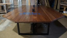 Walnut Plank Conference Table With CNC Logo 11