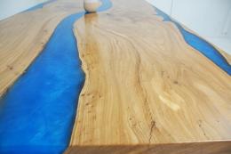 Blue Epoxy Resin River Dining Room Table 2