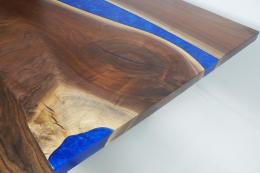 Custom Walnut Live Edge River Table With LED Lights Wit
